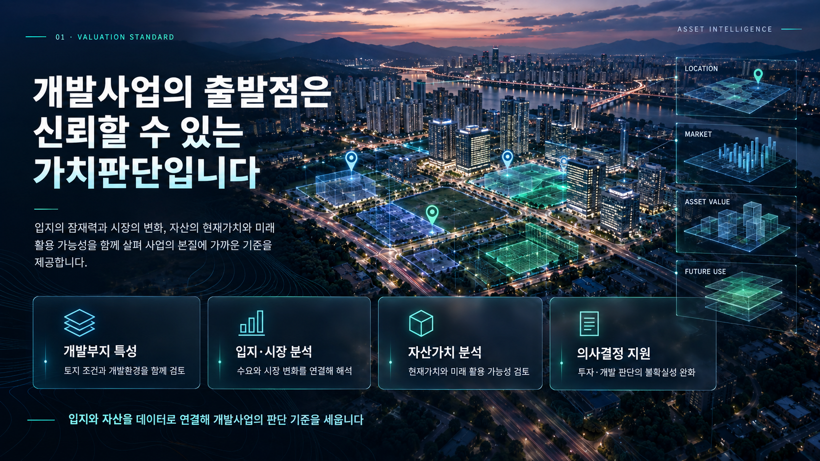 개발부지 특성과 입지, 시장, 자산가치를 통합 분석하는 가치평가 기준
